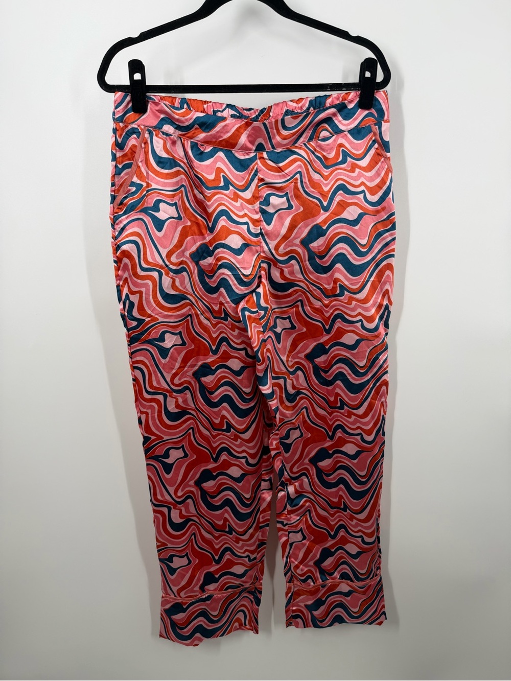 NWT Adore Me Alania Printed Wavy Satin Pajama Pants